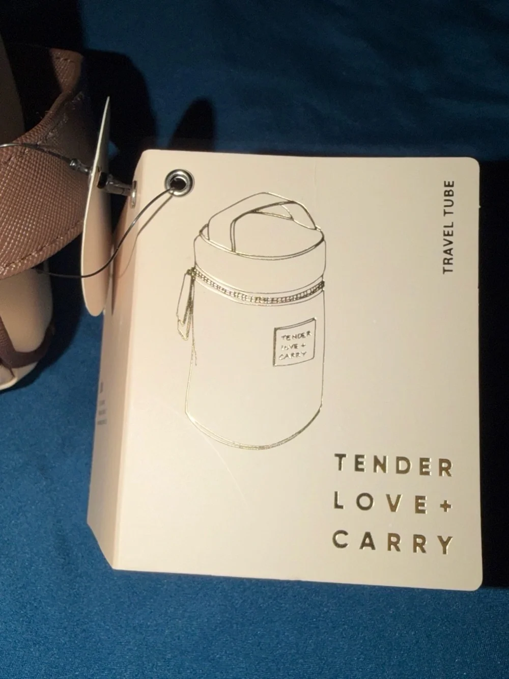 Cream and Brown Polka Dot tube Carrier tender love +carry